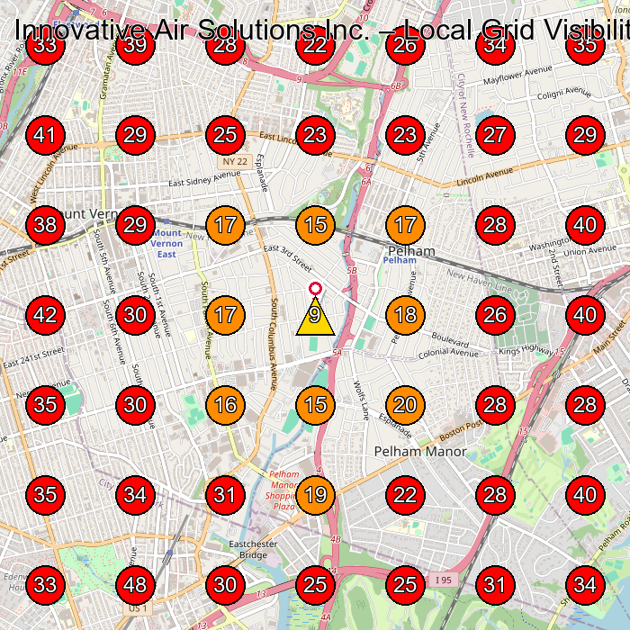 Innovative Air Solutions Inc. GeoGrid visibility map for Air Conditioning Contractor in None
